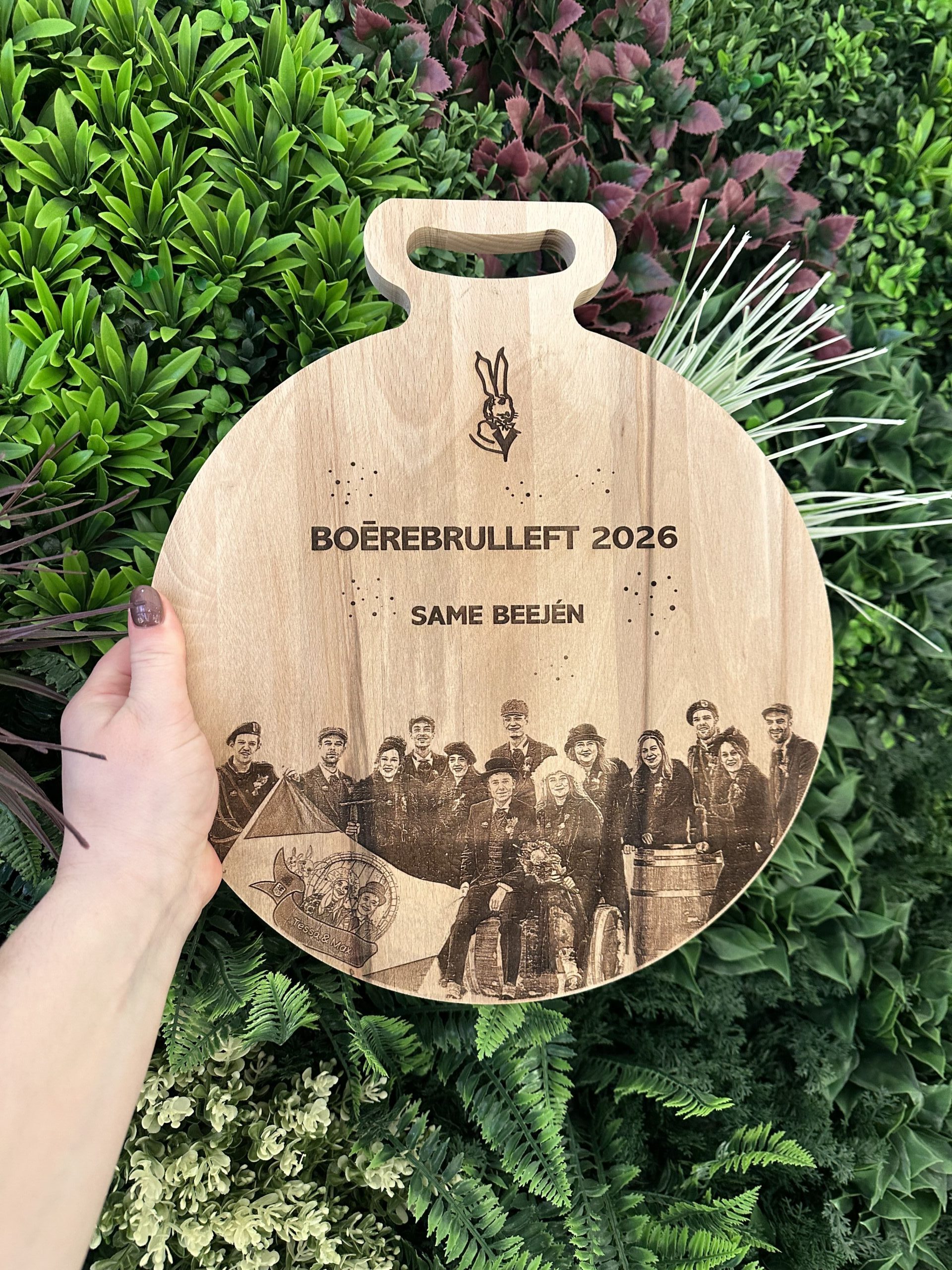 Boerenbruiloft Venray gepersonaliseerd op plank